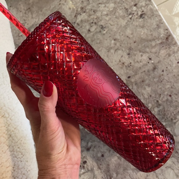 Set of 3 Starbucks Jewel Cold Cup Holiday 2021 Tumblers NEW peach, red, green - Picture 13 of 17